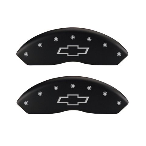 MGP Front set 2 Caliper Covers Engraved Front Bowtie Red finish silver ch thumbnail 5