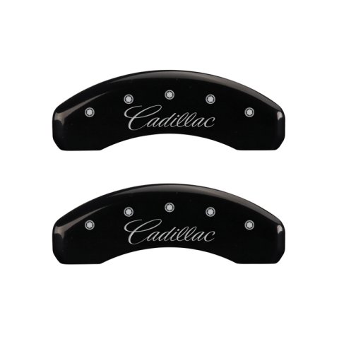 MGP 4 Caliper Covers Engraved Front & Rear Cursive/Cadillac Black finish silver ch thumbnail 7