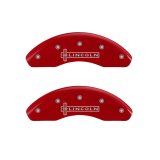 MGP 4 Caliper Covers Engraved Front Lincoln Engraved Rear Star logo Red finish silver ch thumbnail 4