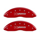 MGP 4 Caliper Covers Engraved Front & Rear GM Style/Hybrid Red finish silver ch thumbnail 1