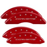 MGP 4 Caliper Covers Engraved Front & Rear C6/Corvette Red finish silver ch thumbnail 1