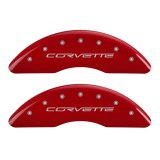 MGP 4 Caliper Covers Engraved Front & Rear C6/Corvette Red finish silver ch thumbnail 2