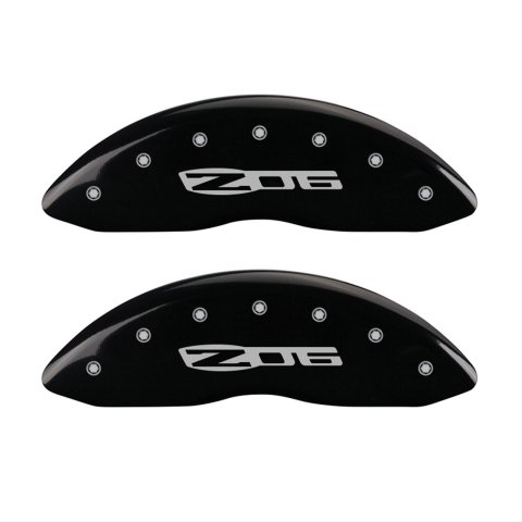 MGP 4 Caliper Covers Engraved Front C6/Corvette Engraved Rear C6/Z06 Black finish silver ch thumbnail 2