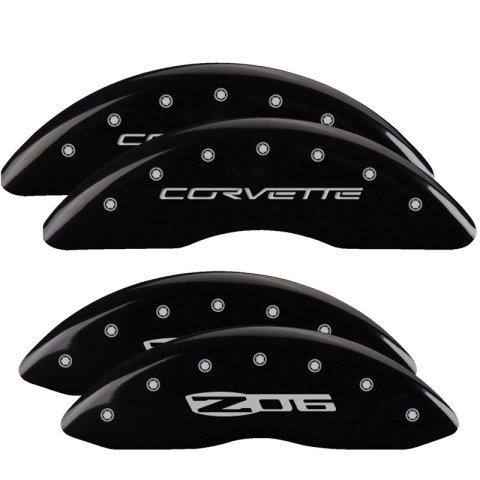 MGP 4 Caliper Covers Engraved Front C6/Corvette Engraved Rear C6/Z06 Black finish silver ch thumbnail 6