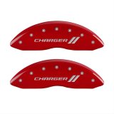 MGP 4 Caliper Covers Engraved Front & Rear With stripes/Charger Red finish silver ch thumbnail 1