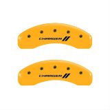 MGP 4 Caliper Covers Engraved Front & Rear With stripes/Charger Yellow finish black ch thumbnail 1