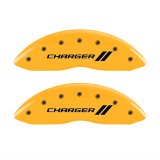 MGP 4 Caliper Covers Engraved Front & Rear With stripes/Charger Yellow finish black ch thumbnail 2