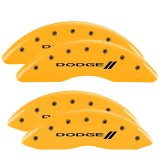 MGP 4 Caliper Covers Engraved Front & Rear With stripes/Dodge Yellow finish black ch thumbnail 5