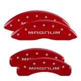 MGP 4 Caliper Covers Engraved Front & Rear Magnum Red finish silver ch thumbnail 3