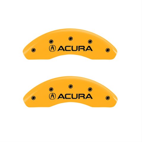 MGP 4 Caliper Covers Engraved Front & Rear Acura Yellow finish black ch thumbnail 1