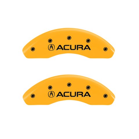 MGP 4 Caliper Covers Engraved Front & Rear Acura Yellow finish black ch thumbnail 5