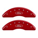 MGP 4 Caliper Covers Engraved Front & Rear Oval logo/Ford Red finish silver ch thumbnail 3