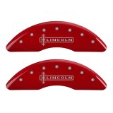 MGP 4 Caliper Covers Engraved Front Lincoln Engraved Rear Star logo Red finish silver ch thumbnail 1