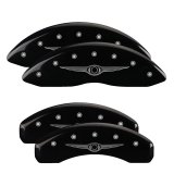 MGP 4 Caliper Covers Engraved Front & Rear Style 1/Chrysler Wing Black finish silver ch thumbnail 3