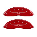 MGP 4 Caliper Covers Engraved Front & Rear Style 1/Chrysler Wing Red finish silver ch thumbnail 1