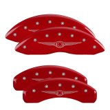MGP 4 Caliper Covers Engraved Front & Rear Style 1/Chrysler Wing Red finish silver ch thumbnail 6