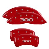 MGP 4 Caliper Covers Engraved Front & Rear Style 2/Chrysler Wing Red finish silver ch thumbnail 5