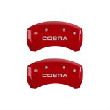 MGP Rear set 2 Caliper Covers Engraved Rear Cobra Red finish silver ch thumbnail 1