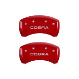 MGP Rear set 2 Caliper Covers Engraved Rear Cobra Red finish silver ch thumbnail 2