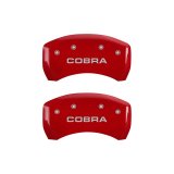 MGP Rear set 2 Caliper Covers Engraved Rear Cobra Red finish silver ch thumbnail 3