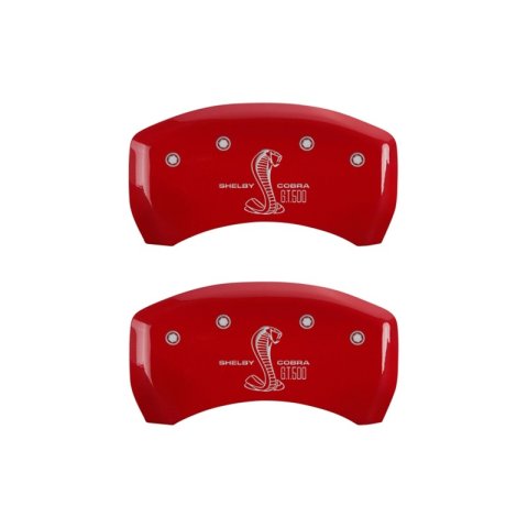 MGP Rear set 2 Caliper Covers Engraved Rear GT500 Shelby & Cobra Red finish silver ch thumbnail 4