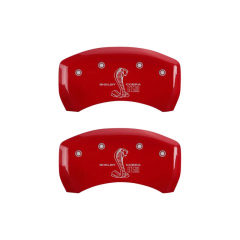 MGP Rear set 2 Caliper Covers Engraved Rear GT500 Shelby & Cobra Red finish silver ch thumbnail 5
