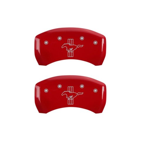 MGP Rear set 2 Caliper Covers Engraved Rear GT500 Shelby & Cobra Red finish silver ch thumbnail 6