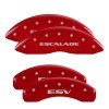 MGP 4 Caliper Covers Engraved Front Escalade Engraved Rear ESV Red finish silver ch thumbnail 5