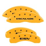 MGP 4 Caliper Covers Engraved Front Escalade Engraved Rear ESV Yellow finish black ch thumbnail 2