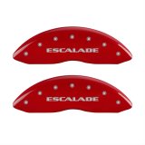 MGP 4 Caliper Covers Engraved Front Escalade Engraved Rear EXT Red finish silver ch thumbnail 1
