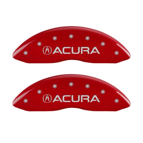 MGP 4 Caliper Covers Engraved Front & Rear Acura Red finish silver ch thumbnail 1