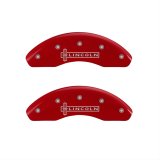 MGP 4 Caliper Covers Engraved Front Lincoln Engraved Rear MKZ Red finish silver ch thumbnail 1