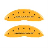 MGP 4 Caliper Covers Engraved Front & Rear Avalanche Yellow finish black ch thumbnail 1