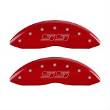 MGP 4 Caliper Covers Engraved Front & Rear Avalanche style/SS Red finish silver ch thumbnail 1