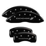 MGP 4 Caliper Covers Engraved Front & Rear With stripes/Dodge Black finish silver ch thumbnail 3