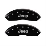MGP 4 Caliper Covers Engraved Front JEEP Engraved Rear JEEP Grill logo Black finish silver ch thumbnail 1