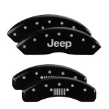 MGP 4 Caliper Covers Engraved Front JEEP Engraved Rear JEEP Grill logo Black finish silver ch thumbnail 4