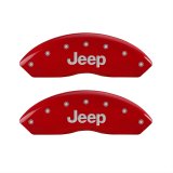 MGP 4 Caliper Covers Engraved Front JEEP Engraved Rear JEEP Grill logo Red finish silver ch thumbnail 2