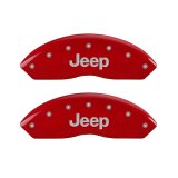 MGP 4 Caliper Covers Engraved Front JEEP Engraved Rear JEEP Grill logo Red finish silver ch thumbnail 5