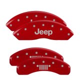 MGP 4 Caliper Covers Engraved Front JEEP Engraved Rear JEEP Grill logo Red finish silver ch thumbnail 7