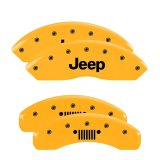 MGP 4 Caliper Covers Engraved Front JEEP Engraved Rear JEEP Grill logo Yellow finish black ch thumbnail 3