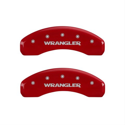 MGP 4 Caliper Covers Engraved Front & Rear WRANGLER Red finish silver ch thumbnail 1