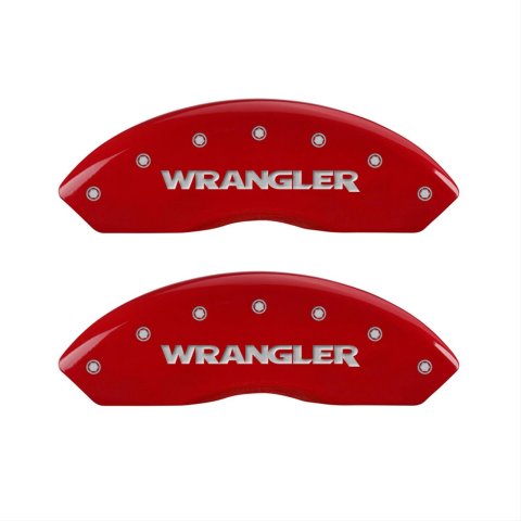 MGP 4 Caliper Covers Engraved Front & Rear WRANGLER Red finish silver ch thumbnail 2