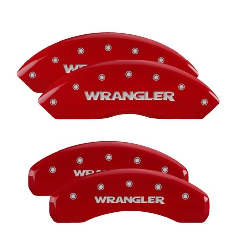 MGP 4 Caliper Covers Engraved Front & Rear WRANGLER Red finish silver ch thumbnail 5
