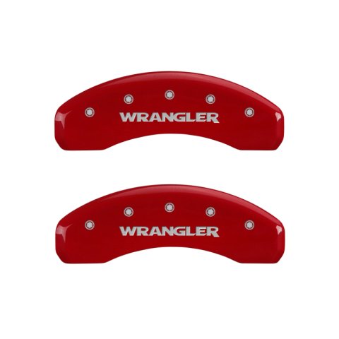 MGP 4 Caliper Covers Engraved Front & Rear WRANGLER Red finish silver ch thumbnail 9