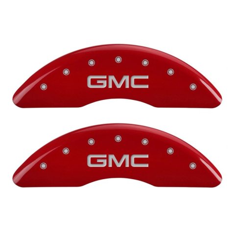 MGP 4 Caliper Covers Engraved Front & Rear GMC Red finish silver ch thumbnail 4