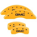 MGP 4 Caliper Covers Engraved Front & Rear GMC Yellow finish black ch thumbnail 3