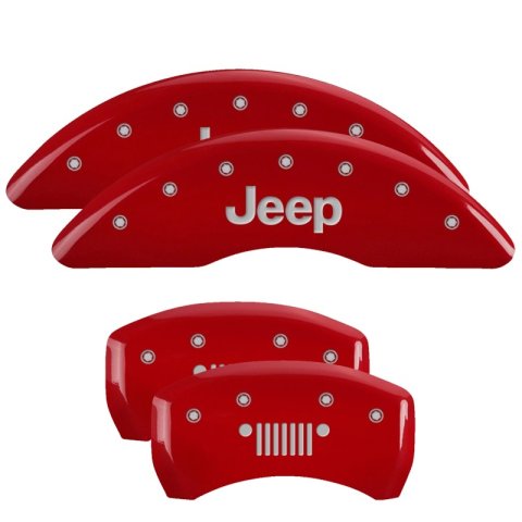 MGP 4 Caliper Covers Engraved Front & Rear MOPAR Red finish silver ch thumbnail 6