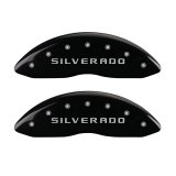MGP Front set 2 Caliper Covers Engraved Front Silverado Black finish silver ch thumbnail 4