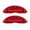 MGP Front set 2 Caliper Covers Engraved Front Silverado Red finish silver ch thumbnail 5